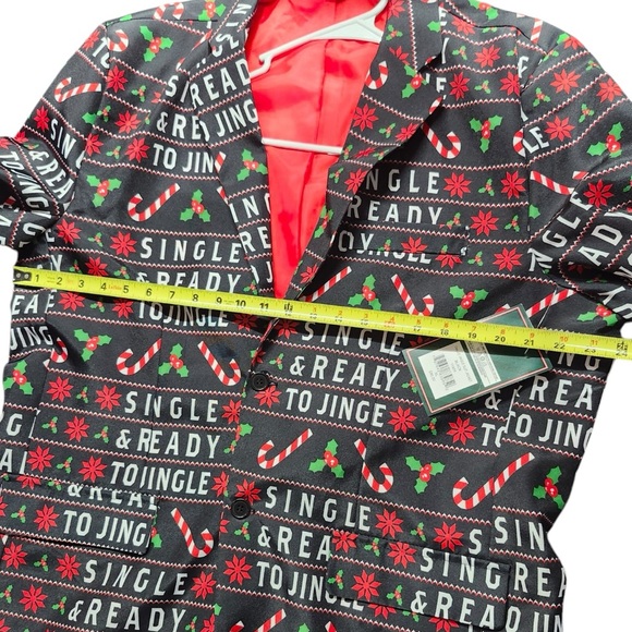 LIFE OF THE PARTY mens UGLY tacky Christmas blazer Single & ready to JINGLE NWT - Picture 5 of 7